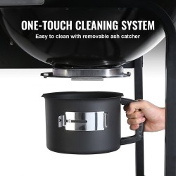 Hiili- ja propaanikaasugrilli 21-tuumainen posliiniemaloitu rautarunko kansi ja kärry ulkokäyttöön