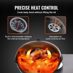 Hiili- ja propaanikaasugrilli 21-tuumainen posliiniemaloitu rautarunko kansi ja kärry ulkokäyttöön