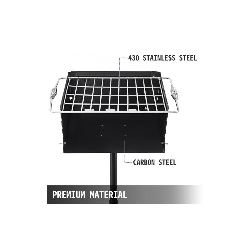 Puistotyylinen hiiligrilli Q235-hiiliteräs 40,6 x 40,6 cm grillausala nelitasoinen ritilä