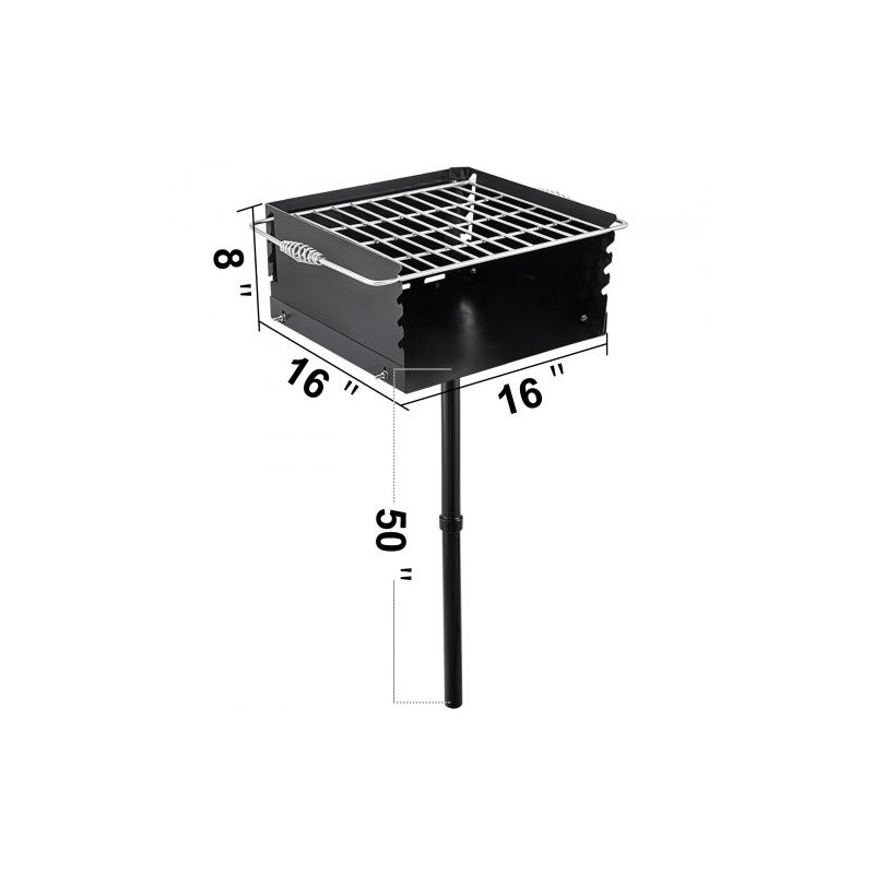Puistotyylinen hiiligrilli Q235-hiiliteräs 40,6 x 40,6 cm grillausala nelitasoinen ritilä
