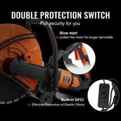 Sähköinen betonisaha 16 tuuman terällä 3200 wattia märkä ja kuiva