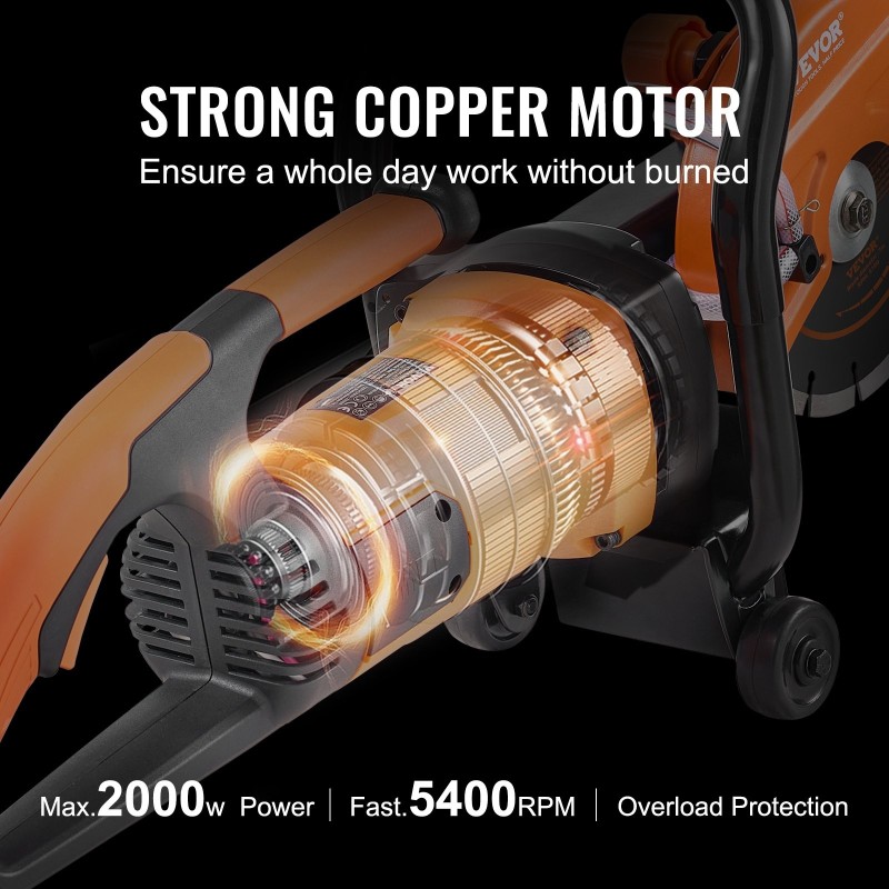 Sähköinen betonisaha 180 mm terä 2000 W 63 mm leikkaussyvyys