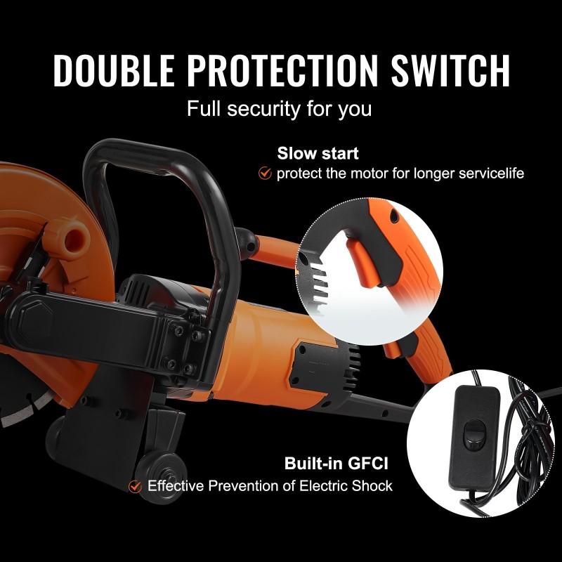 Sähköinen betonisaha 23 cm terällä märkä- ja kuivaleikkaukseen vesipumpulla