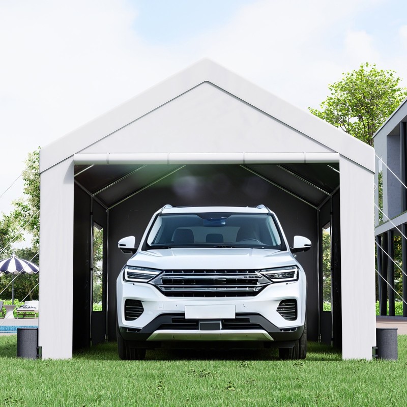 Autoteltta sinkitty teräsrunko 3,7 x 6,1 m irrotettavat sivuseinät rullattavat ikkunat vedenpitävä