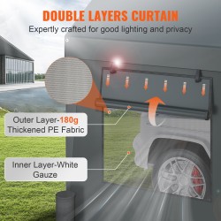 Ajoneuvokatos 3,1 x 6,1 m galvanoitu teräsrunko UV-suojattu pressu irrotettavat sivuseinät