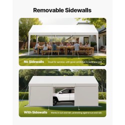 Autokatos 3,05 x 6,09 m sinkitty teräsrunko PE-kangas irrotettavat sivuseinät