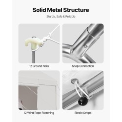 Autokatos 3,05 x 6,09 m sinkitty teräsrunko PE-kangas irrotettavat sivuseinät