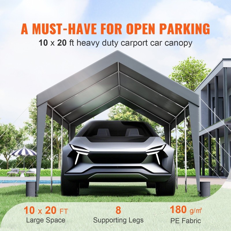 Autokatos sinkitty teräsrunko 3 x 6 m 8 pylvästä kaksipuolisesti pinnoitettu PE-kate