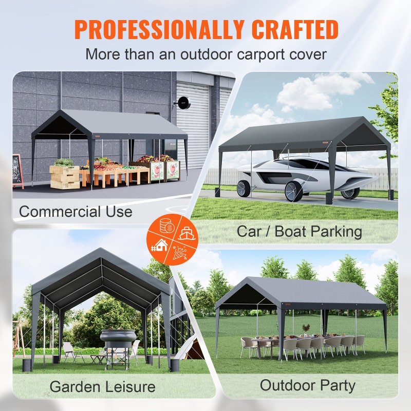 Autokatos sinkitty teräsrunko 3 x 6 m 8 pylvästä kaksipuolisesti pinnoitettu PE-kate