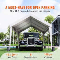 Autokatos 3 x 6 m 180 g/m² PE-kate galvanoitu teräsrunko 8 pylvästä