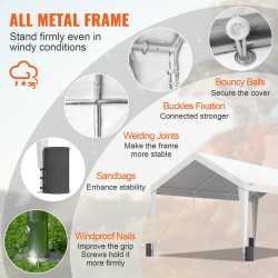 Autokatos 3 x 6 m 180 g/m² PE-kate galvanoitu teräsrunko 8 pylvästä