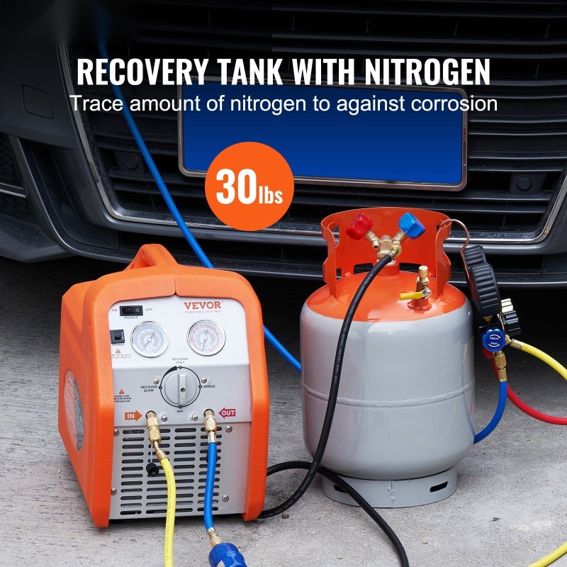 Kylmäaineen talteenottosäiliö 13,6 kg nesteluokitettu 400 PSI messinkinen Y-venttiili esitäytetty typellä