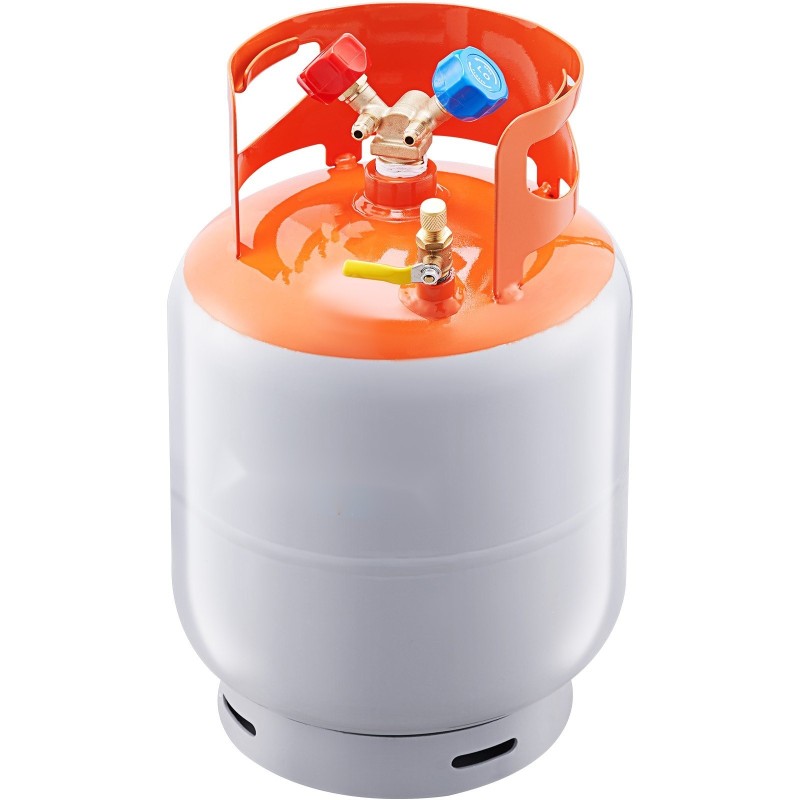 Kylmäaineen talteenottosäiliö 13,6 kg nesteluokitettu 400 PSI messinkinen Y-venttiili esitäytetty typellä