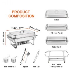 Ruoanlämmitinsetti elintarvikekelpoinen 201-ruostumaton teräs 6 kpl 7,5 l polttoaineella toimiva taittuva teline
