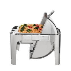 Liukukannellinen tarjoiluvati elintarvikelaatuinen 201 ruostumaton teräs 8 5 l pannulla lasikansi polttoainepidin