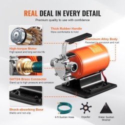 Vesipumppu 12V 75W 23 l/min 14 m nostokorkeus alumiinirunko 1,8 m imuletku