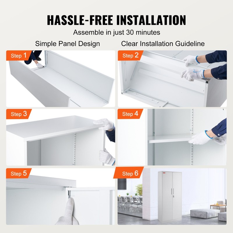 Teräksinen lukittava säilytyskaappi 800×400×1800 mm 2 magneettista ovea 4 säädettävää hyllyä