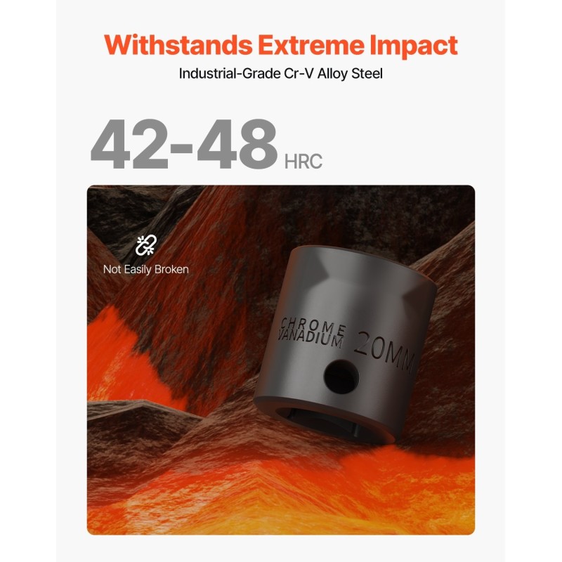 Iskuhylsysarja kromi-vanadiiniteräs 1/2 tuuman 26 osaa 10–36 mm matala 6-kulmainen säilytyslaukulla