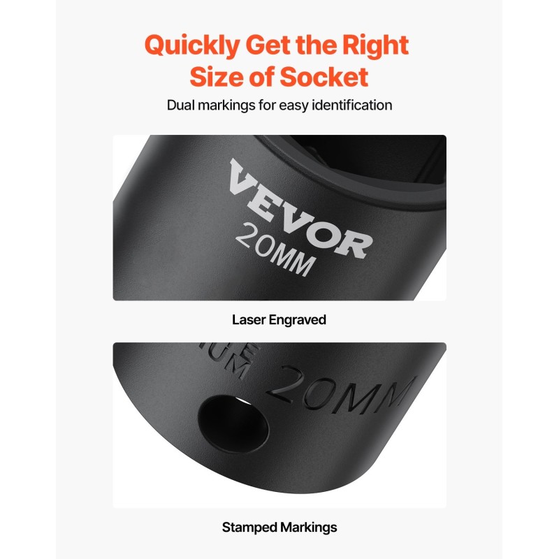 Iskuhylsysarja kromi-vanadiiniteräs 1/2 tuuman 26 osaa 10–36 mm matala 6-kulmainen säilytyslaukulla