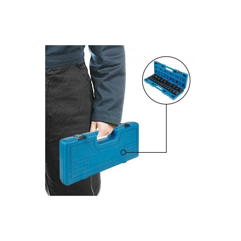 Iskuväänninhylsysarja kromivanadiiniteräs 3/8 tuuman vetoinen 26 osainen 7–19 mm