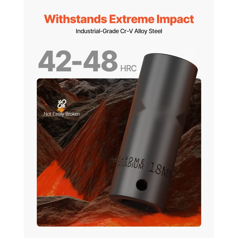 Iskihylsysarja kromivanadiiniteräs syvät 6-kulmaiset 1/2 tuuman vetoneliö 26 hylsyä 10–36 mm