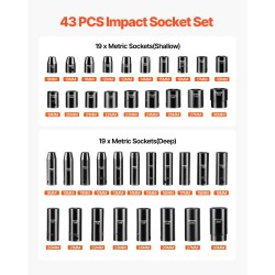 Hylsysarja kromivanadiiniterästä 1/2 tuuman vetokoko 38 hylsyä 9–30 mm