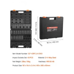 Hylsysarja kromivanadiiniterästä 1/2 tuuman vetokoko 38 hylsyä 9–30 mm