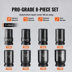 Iskevä 8-osainen hylsysarja CR-MO-seosteräs 1-tuumainen 2,5 cm kuusikulmainen säilytyskotelolla