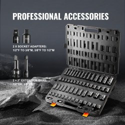 Iskuhylsysarja 59-osainen CR-MO-seosteräksestä SAE 5/16–1-1/4 ja 6–32 mm