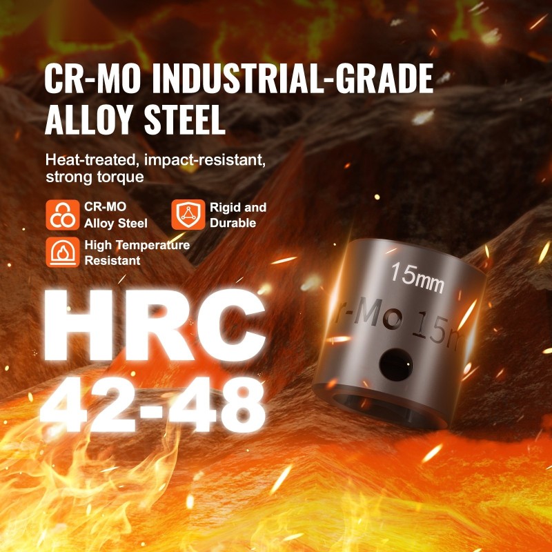 Iskuhylsysarja 15-osainen metrinen 10–24 mm 6-kulmainen CR-MO-seosteräs lyhyt autonhuoltoon