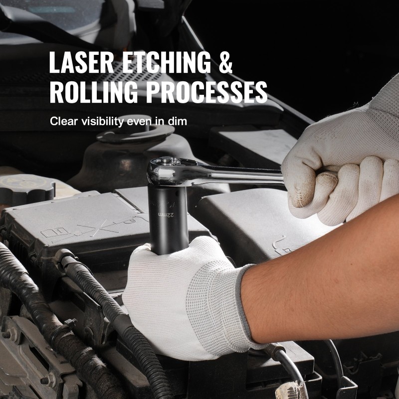 Iskusyvähylsysarja 3/8-tuuman 18-osainen CR-V-seosteräs 6-kulmainen 8–22 mm säilytyslaatikolla