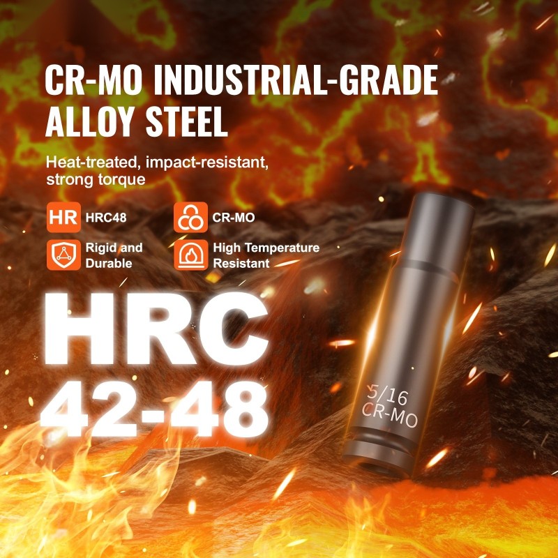 1/4 tuuman iskuhylsysarja Cr-Mo seosteräs 48 osaa SAE 3/16–9/16 ja 4–15 mm