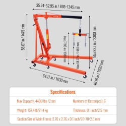 Moottorin kuormantasaaja teräsrunko 2 tonnia taittuva 6 pyörää