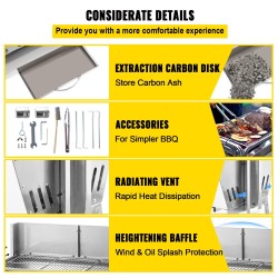 Pyörivä hiiligrilli ruostumatonta terästä 60 kg 25W moottori säädettävä vartaan korkeus