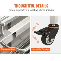 Sähkökäyttöinen grillivarras ruostumattomasta teräksestä 117 cm 50 W 41 kg