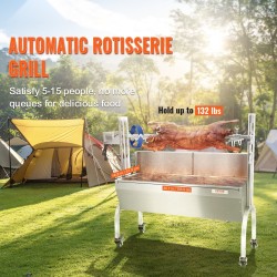 Sähköinen vartaanpyöritin ruostumattomasta teräksestä 117 cm 60 kg porsaan ja lampaan paistoon