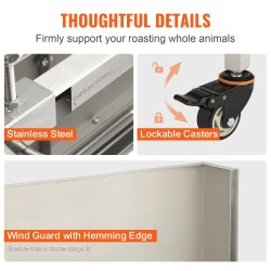 Sähköinen vartaanpyöritin ruostumattomasta teräksestä 117 cm 60 kg porsaan ja lampaan paistoon