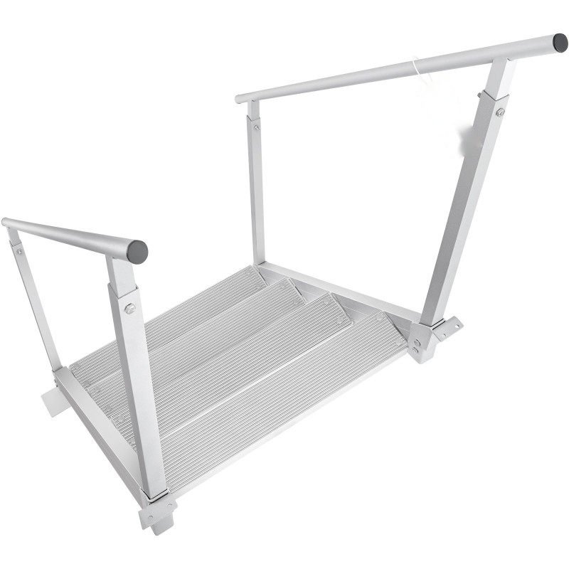 Alumiininen 4-portainen laituritikas säädettävä 30–38 tuumaa 500 paunaa kantavuus kaksinkertaiset kaiteet liukuestepolkimet