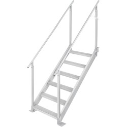 Alumiininen laituri- ja venetikas säädettävä 109,2–129,5 cm 6 askelmaa kaksinkertaiset käsijohteet