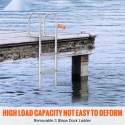 Irrotettava 3-portainen laituri- ja venetikas alumiiniseoksesta leveät 3,1 tuuman askelmat 500 paunan enimmäiskuormitus