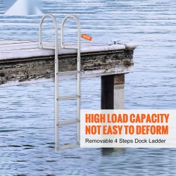 Laituri- ja venetikas irrotettava alumiininen neljä-askelmainen leveillä liukuesteaskelmilla