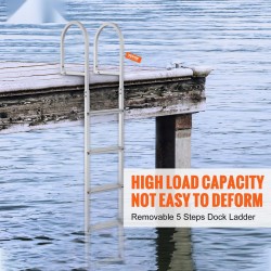 Irrotettava 5-askelmainen alumiiniseos laituritikas liukastumista estävillä askelmilla 500 paunan kantavuus