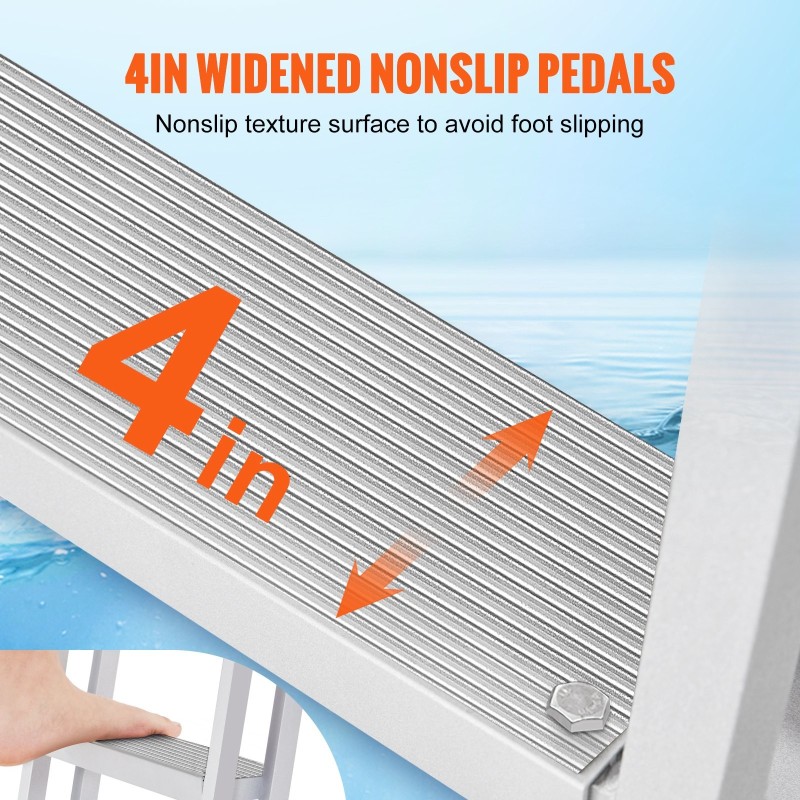 Teleskooppinen 4-portainen laituri- ja venetikas alumiiniseos säädettävä 1400–1705 mm