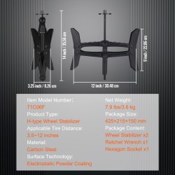H-tyypin pyöränvakain hiiliterästä matkailuautoihin renkaiden väli 3.5–12 tuumaa 2 kpl