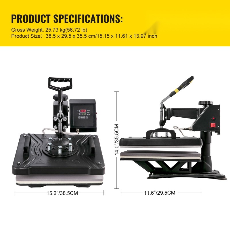 Lämpöprässi 5-osainen Teflon-pinnoitettu levy 29 x 38 cm T-paidat mukit lippikset lautaset