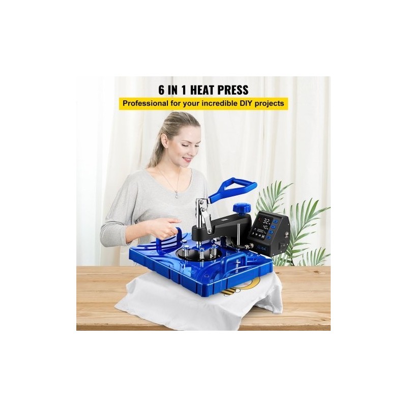 Lämpöpuristin kuusitoiminen teflonpinnoitettu 30x38 cm lämmityslevy 1000W