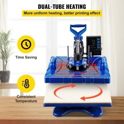 Lämpöpuristin kuusitoiminen teflonpinnoitettu 30x38 cm lämmityslevy 1000W