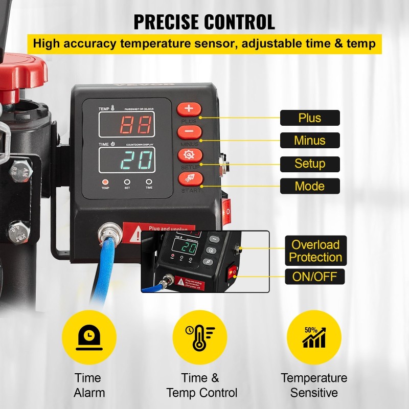 Lämpöprässäyskone teflon 30 x 38 cm 10 toimintoa 360 asteen kääntyvä