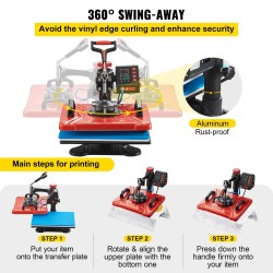 Lämpöprässäyskone teflon 30 x 38 cm 10 toimintoa 360 asteen kääntyvä