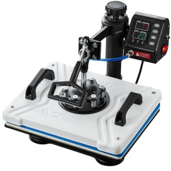 Monitoimilämpöpuristin 30 x 38 cm teflonpinnoitettu 10 vaihtopäätä 1000W 360 kääntyvä